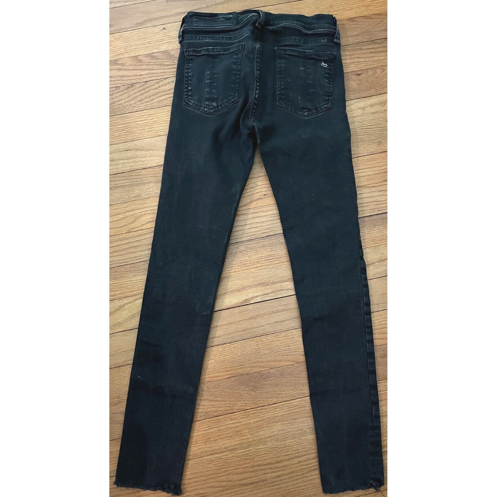 Rag & Bone ANKLE SKINNY Raw Hem Black Denim Jeans Womens 25 W1526I510
